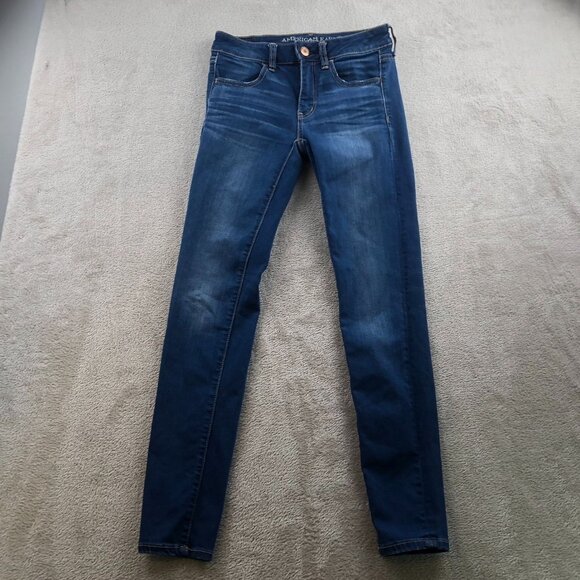 American Eagle Outfitters Womens Jeans Size 2 Skinny Jeggings Stretch Blue Denim - Picture 15 of 16